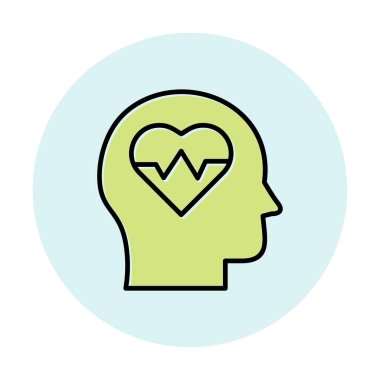 baş silueti kalp simgesi, vektör illüstrasyonu basit tasarım