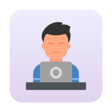 flat user with laptop  icon vector illustration