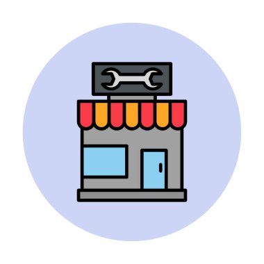 Araba Tamirhanesi ikon vektör çizimi