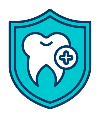 Diş koruma kalkanı ikon vektörü. İnce çizgi işareti. Önleme izole edilmiş kontür sembolü gösterimi