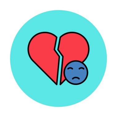 Kırık Kalp ve hüzünlü ikon çizimi
