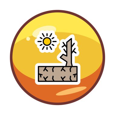 Kuraklık zeminli bir ağacın vektör düzlüğü simgesi 