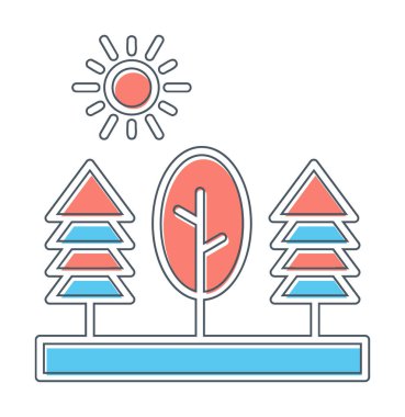 Ağaçlar, orman, doğa simgesi, vektör illüstrasyonu