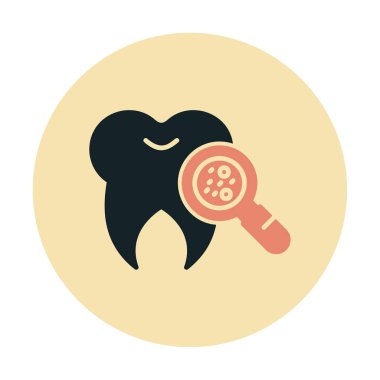 Diş simgesi, vektör illüstrasyonunda Bakteri aranıyor  