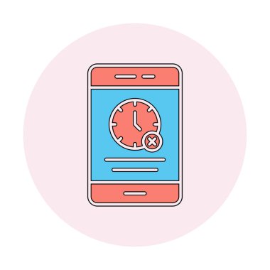 Ağ ve mobil uygulama tasarımınız için beyaz arkaplanda izole edilmiş akıllı telefon simgesi vektöründe zaman yok, zaman logosu kavramı