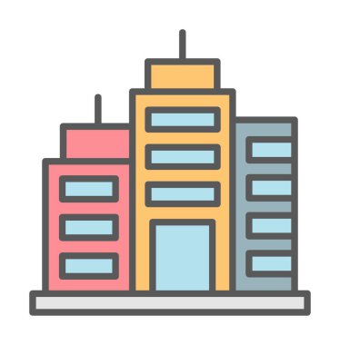 Şehir binası simgesi, vektör illüstrasyonu basit tasarım