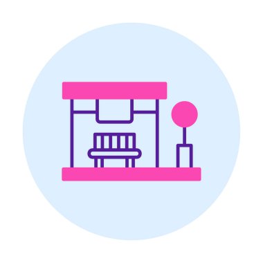 Otobüs Durağı vektör düz simgesi simgesi