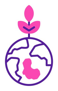 Dünya gezegeni ve vektör illüstrasyon tasarımını bırakıyor. Bastır Yeşil kavram                                          