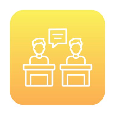 Konuşma yapan erkekler tartışma ikonu, vektör illüstrasyonunda ayakta duruyorlar