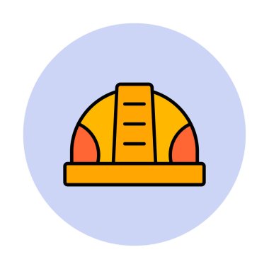 İnşaat Miğferi. İnşaat endüstrisi simgesi ana hatlarıyla doldurulmuş                    