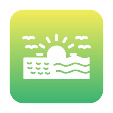 Deniz Ağı simgesinde gün doğumu, vektör illüstrasyonu 