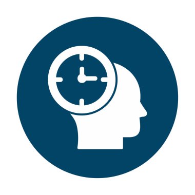 İnsan kafası ikonlu saat. vektör illüstrasyonu                          