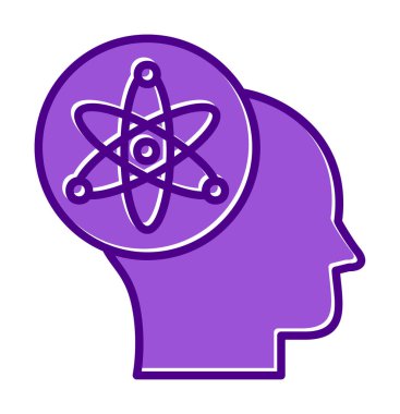 Atom, bilim simgesi, vektör illüstrasyon tasarımı olan insan kafası                                   