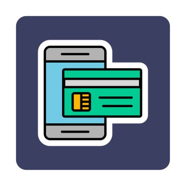 Basit Çevrimiçi Ödeme simgesi, vektör illüstrasyonu