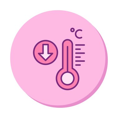 Düşük Sıcaklık simgesi vektör illüstrasyonlu termometre