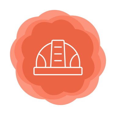 İnşaat Miğferi. İnşaat endüstrisi simgesi ana hatlarıyla doldurulmuş                    