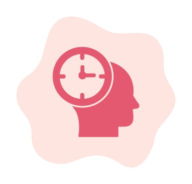 İnsan kafası ikonlu saat. vektör illüstrasyonu                          