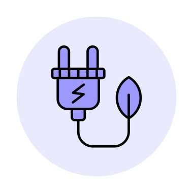 elektrik prizi, Yeşil Enerji simgesi, taslak illüstrasyon                  