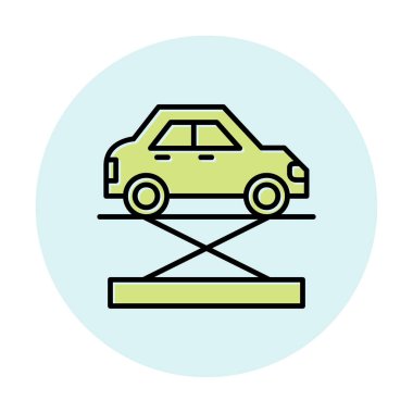 araba kriko ve onarım servisi, vektör illüstrasyonu  