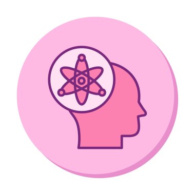 Atom, bilim simgesi, vektör illüstrasyon tasarımı olan insan kafası                                   