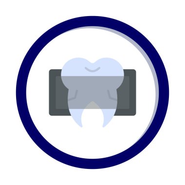 Diş bakımı ikonu, basit tasarım. Vektör çizimi. Diş röntgeni                                