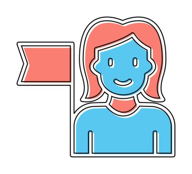 Bayrağı olan insanlar, tasarım vektörü illüstrasyonunda feminizm 