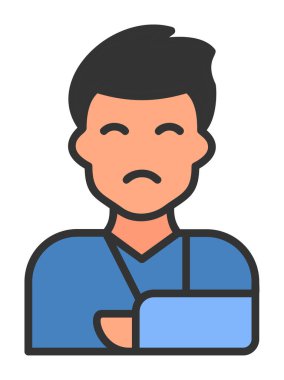 Elinde travma ikonu olan adam vektör illüstrasyonu 