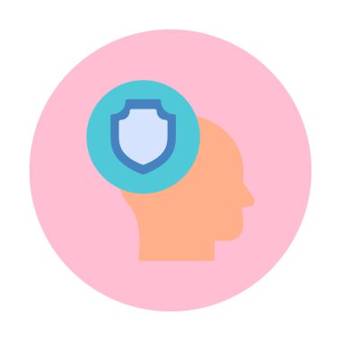 Kalkan ikonlu düz kafa. vektör illüstrasyonu