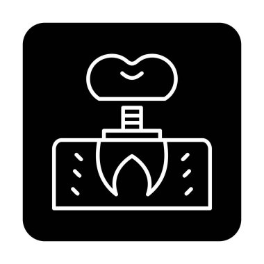 Diş implantı simgesi dış hat vektörü. 