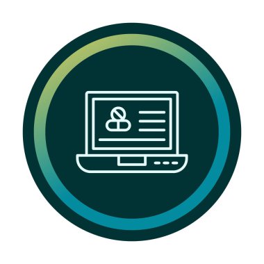 Uyuşturuculu dizüstü bilgisayar ekranı simgesi, vektör illüstrasyonu basit tasarım