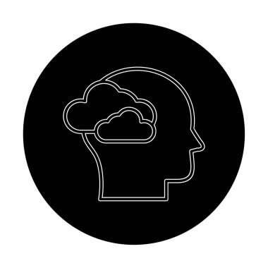 Bulut simgesi olan beyin, vektör illüstrasyonu