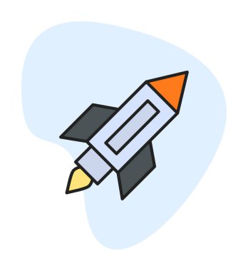 roket simgesi, vektör illüstrasyonu  