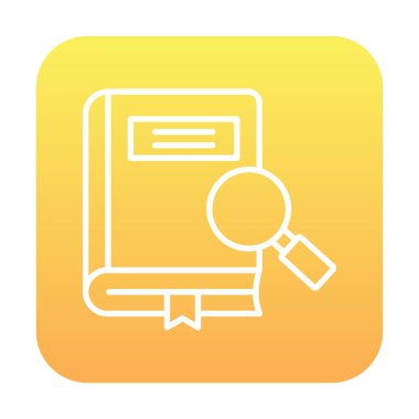 Loupe simgesi, araştırma konsepti, vektör illüstrasyonlu kitap