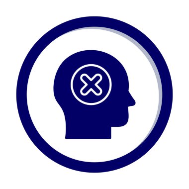 Çapraz işaretli insan kafası, güvensiz kişi, vektör illüstrasyonu