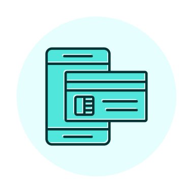 Basit Çevrimiçi Ödeme simgesi, vektör illüstrasyonu