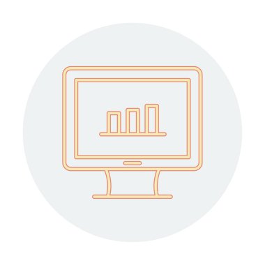 iş grafiği bilgisayar ekranında, vektör illüstrasyonu basit tasarım