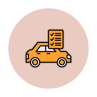 Araç kontrol listesi simgesi, araba bakım vektörü illüstrasyonu 