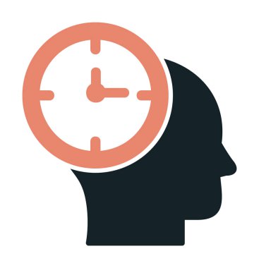 İnsan kafası ikonlu saat. vektör illüstrasyonu                          