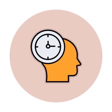 İnsan kafası ikonlu saat. vektör illüstrasyonu                          