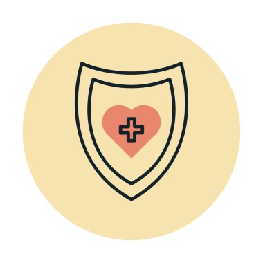 Çapraz ikonlu kalp, vektör çizimi. Sağlık hizmetleri kavramı                             