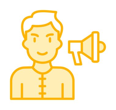 Gençler megafonla, vektör illüstrasyonuyla protesto ediyor  