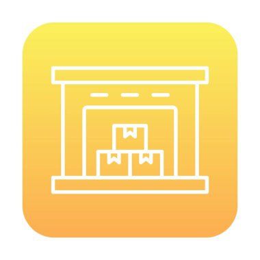 Kutu simgesi ve vektör illüstrasyonlu depo 