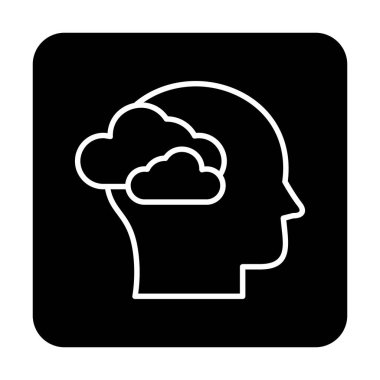 Bulut simgesi olan beyin, vektör illüstrasyonu