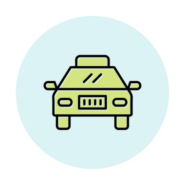 Basit taksi arabası simgesi, vektör illüstrasyonu