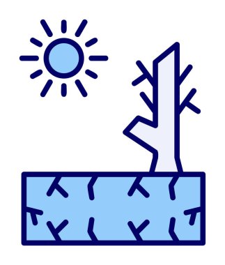 Kuraklık zeminli bir ağacın vektör düzlüğü simgesi 