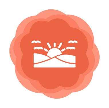 düz gün batımı ve deniz vektör çizimi tasarımı