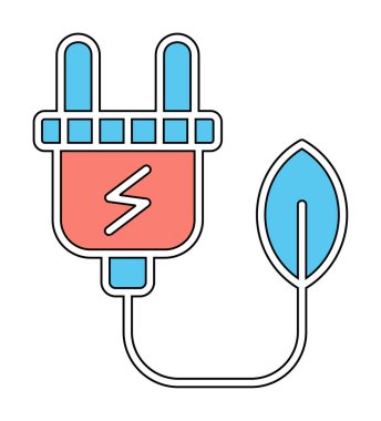 elektrik prizi, Yeşil Enerji simgesi, taslak illüstrasyon                  