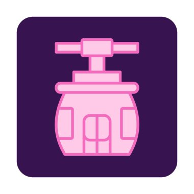 Cableway simgesi, ana hatlı biçim vektör illüstrasyonu  