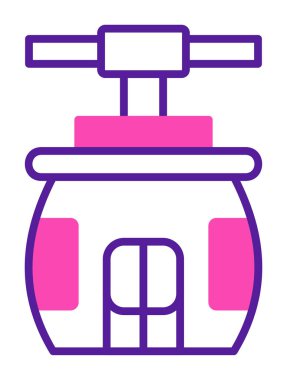 Cableway simgesi, ana hatlı biçim vektör illüstrasyonu  