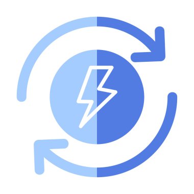 Enerji simgesi, daire oklu ışıkyılı, vektör illüstrasyonu